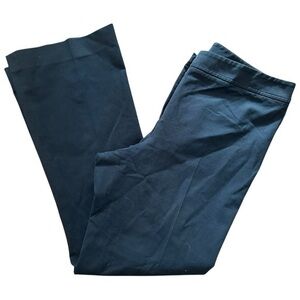 QL2 Women’s Size 46 10 Navy Blue Cotton Stretch Cropped Flare Trousers Pants